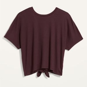 Ribbed Tie Back Top - Deep Plum